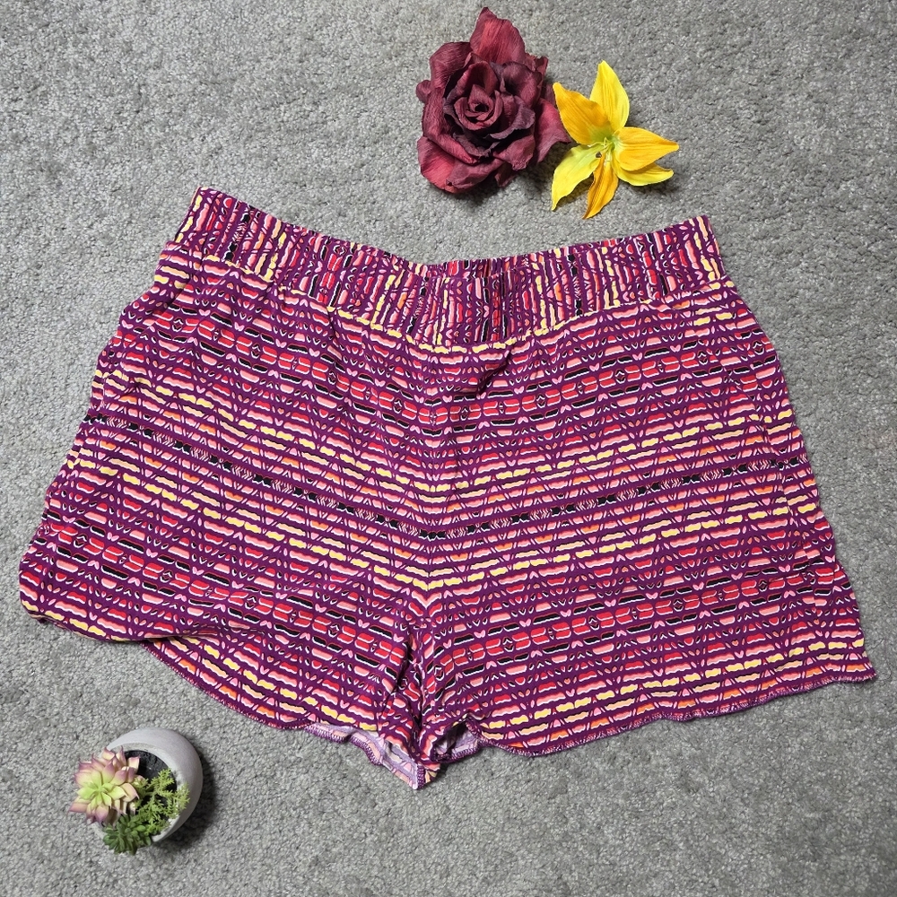 Apt 9 Elastic Waist Shorts with Pockets Funky Stripe Print, Large